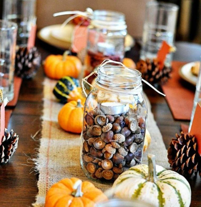 decoration center table idea pumpkin tassels