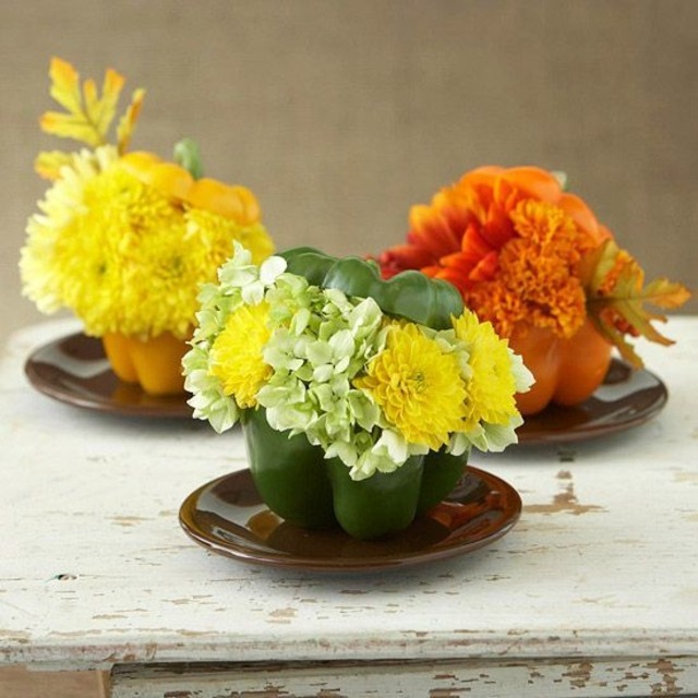 decorate the table green peppers flowers idea of ​​original decor