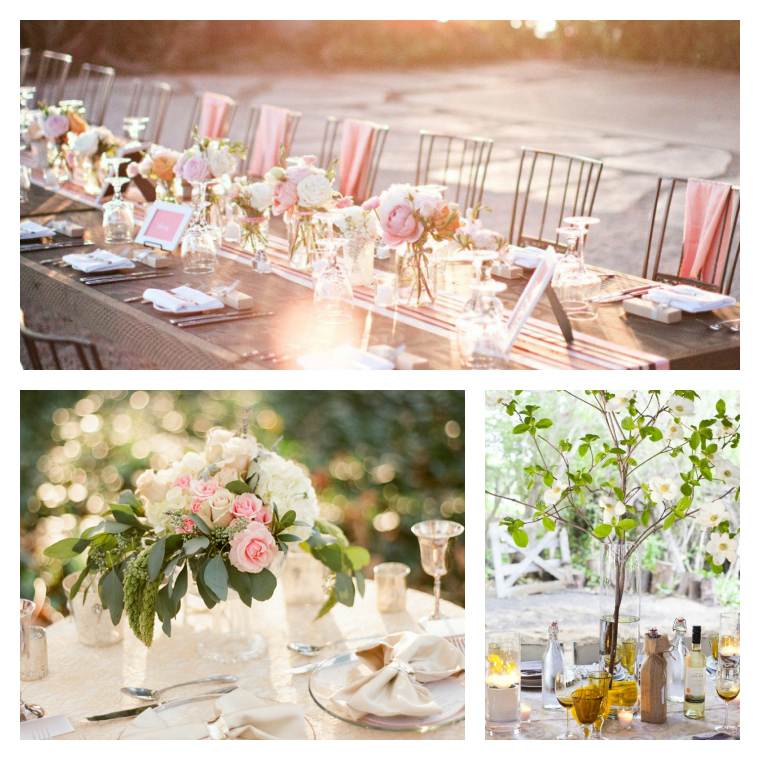 romantic wedding table decorations for party with flowers