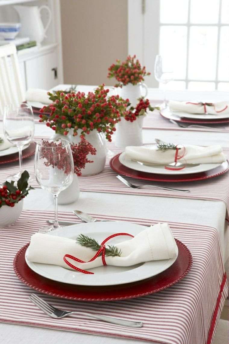 deco red and white wedding table wedding-winter-noel