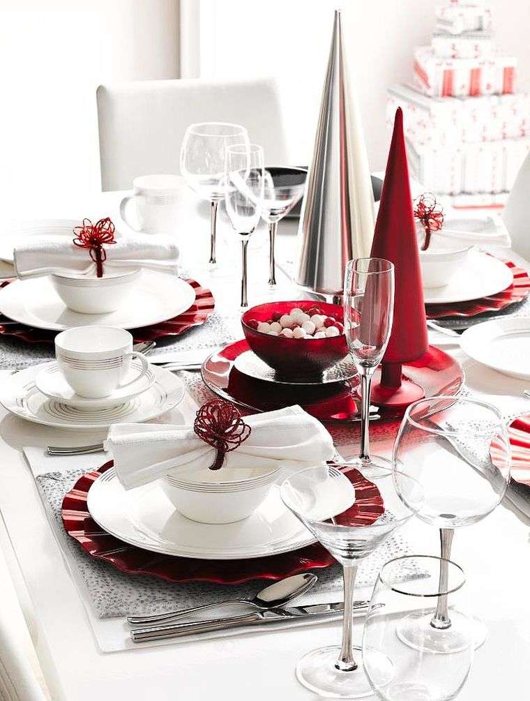 deco table wedding red and white theme-winter-noel