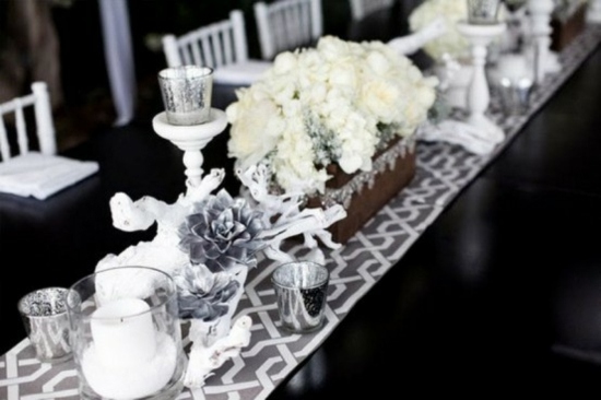 deco white silver black table