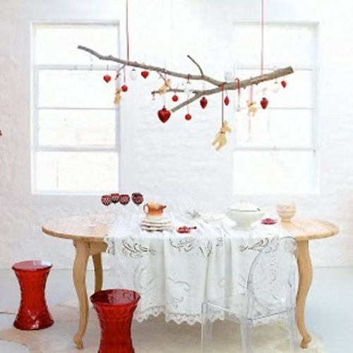 deco table nordic white red