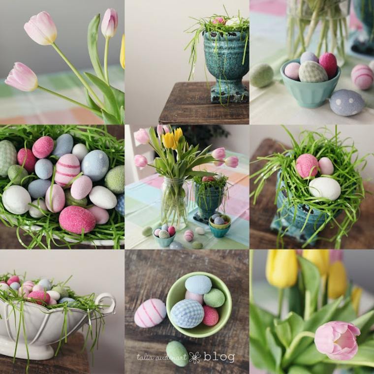 deco table easter eggs flowers center table idea