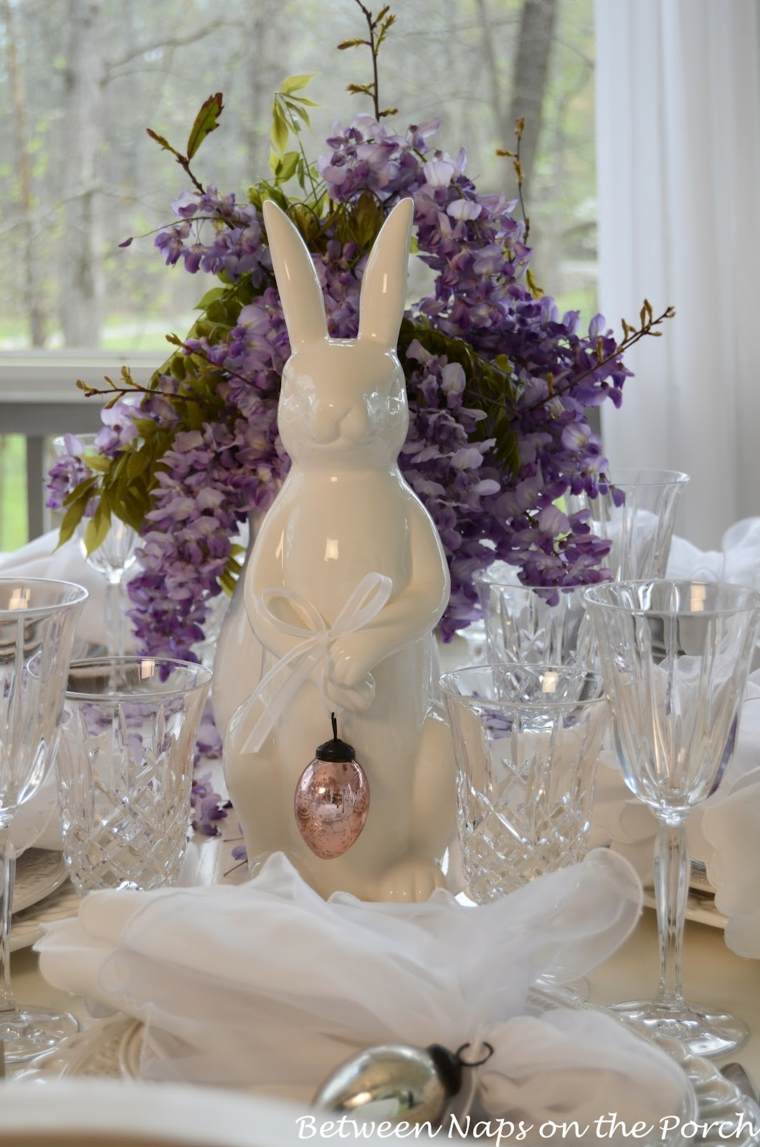 easter table decoration rabbit idea flowers