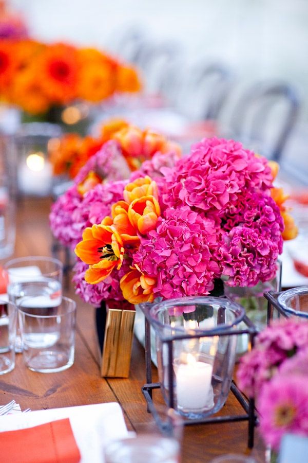 deko roza pomarančna miza