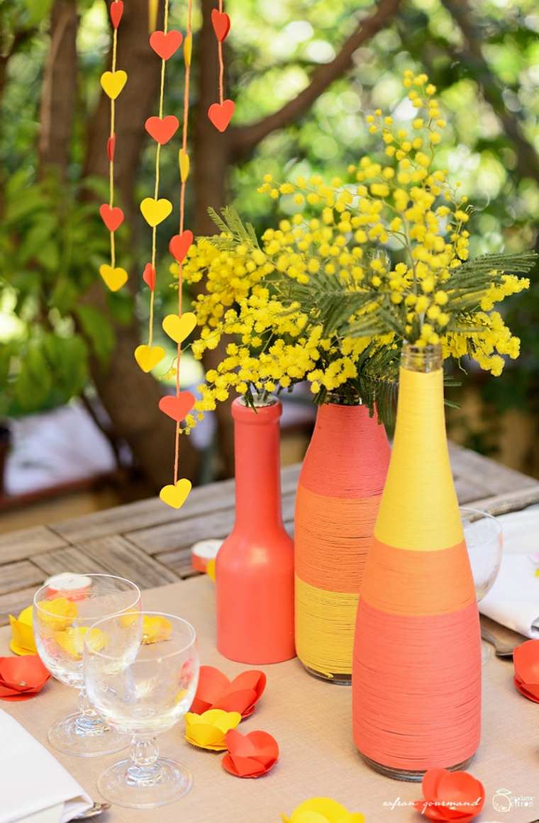 dekoration bord utanför valentins dag krans papper hängande bukett blommor