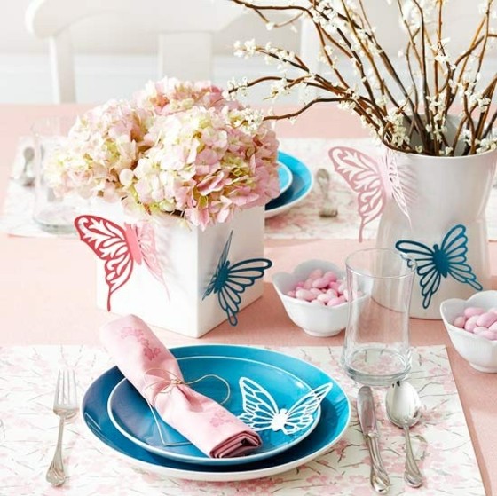 deco table flowers butterflies