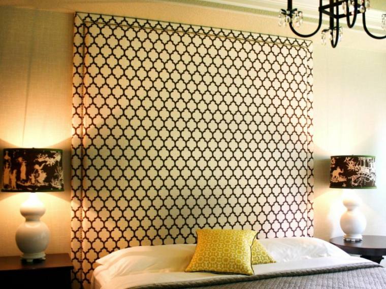 headboard black and white design idea lighting bedroom idea cushion