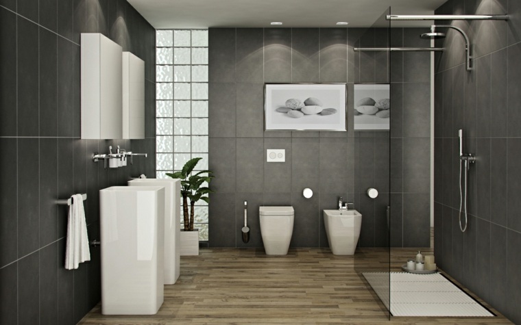 deco zen bathroom idea toilet frame plant shower stall