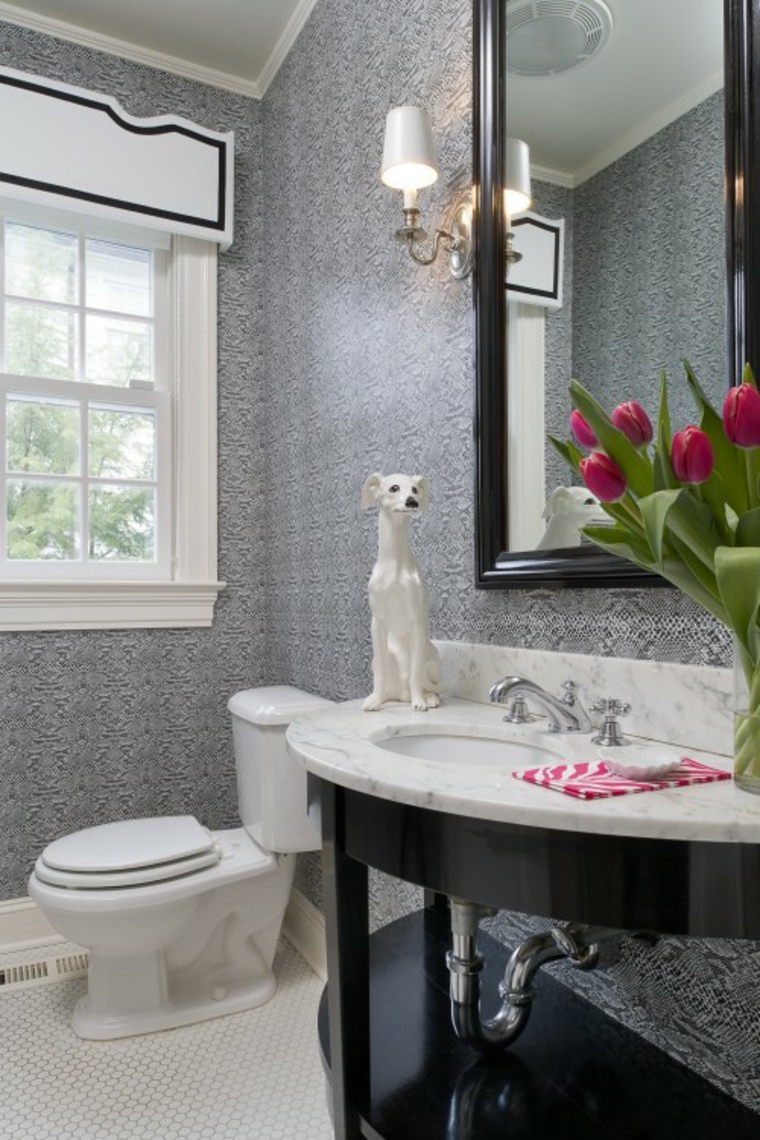 statuette dog deco toilet idea toilet wallpaper