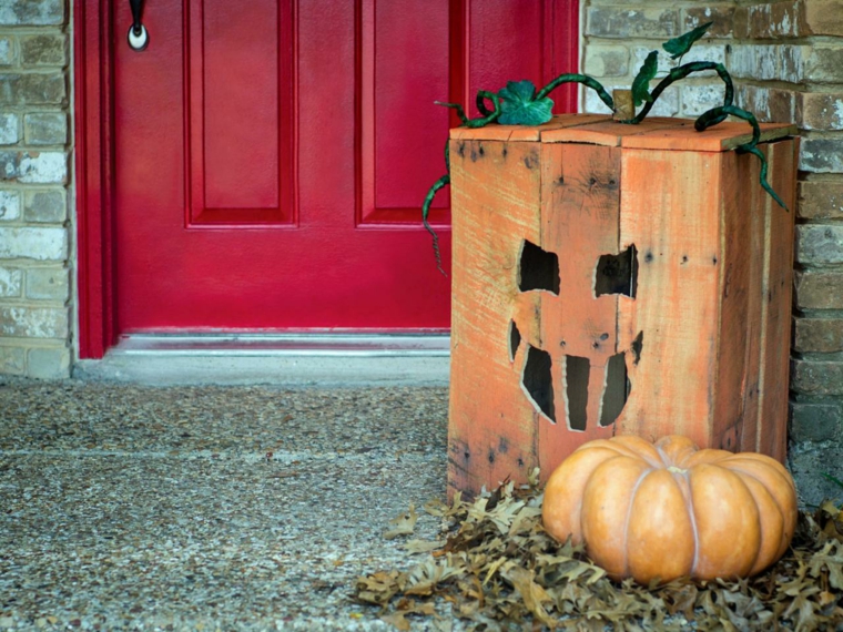 decoration wooden halloween halloween pumpkin entrance exterior decorate original idea