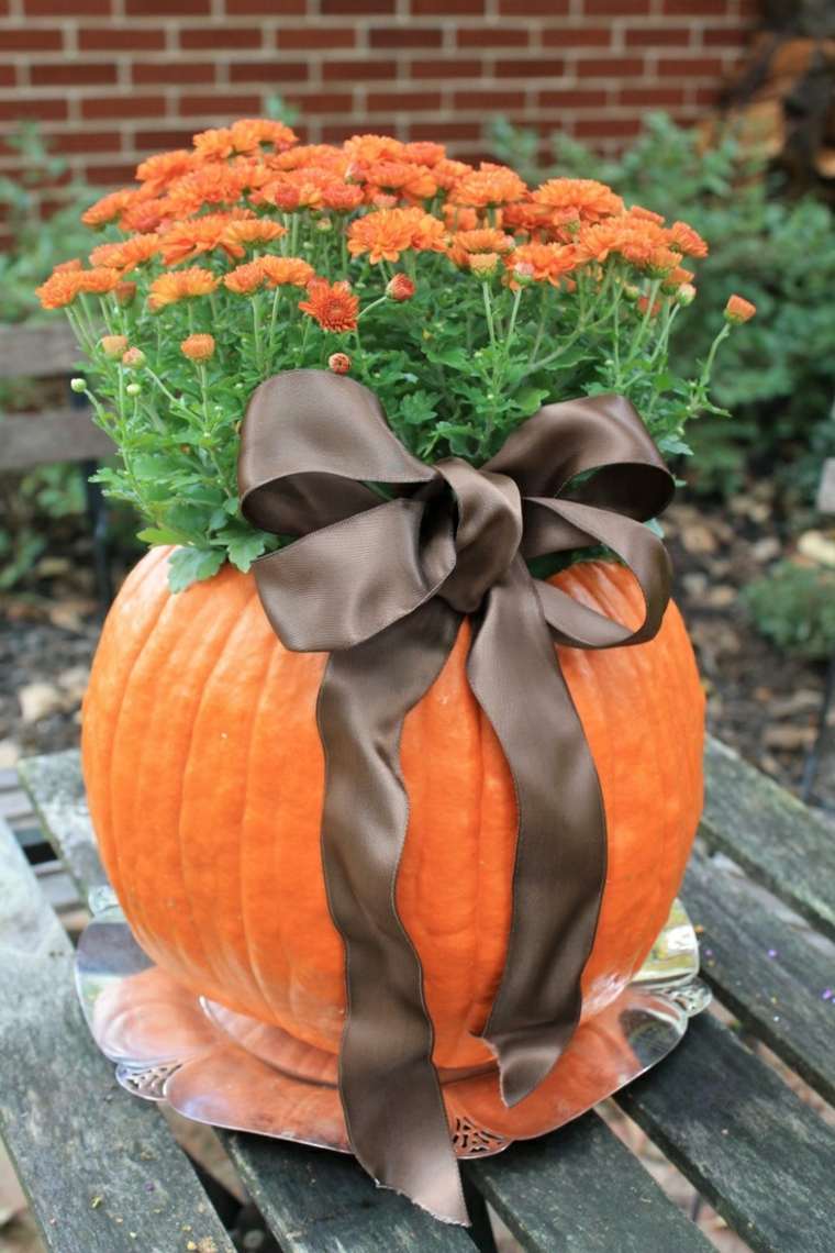 deco autumn pumpkin vase flowers diy idea original diy