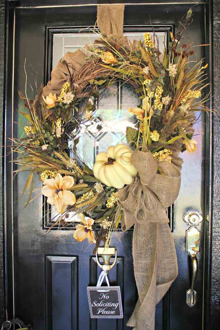 decoration autumn crown door wheat