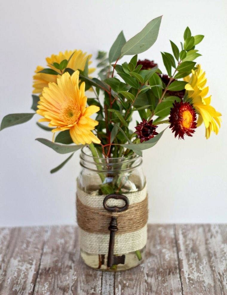 dekorasjon høst bukett blomster vas diy krukke glass