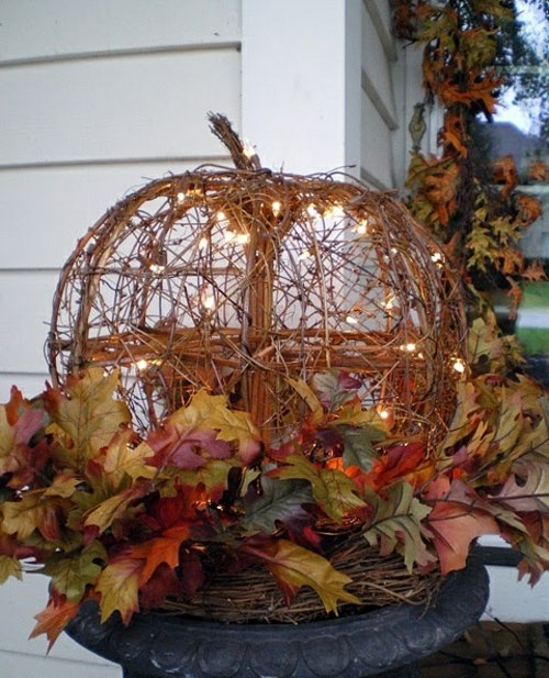 interesting autumn decoration bright pumpkin