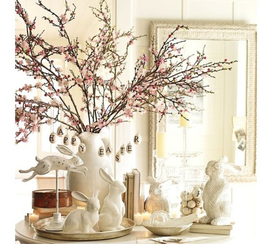 white bunnies easter decoration