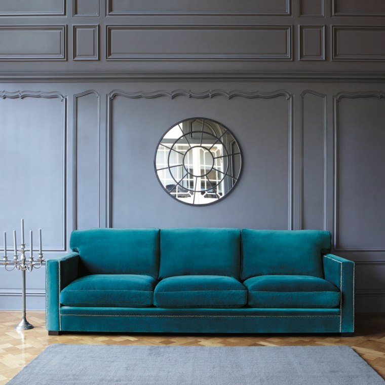 decoration blue duck velvet sofa