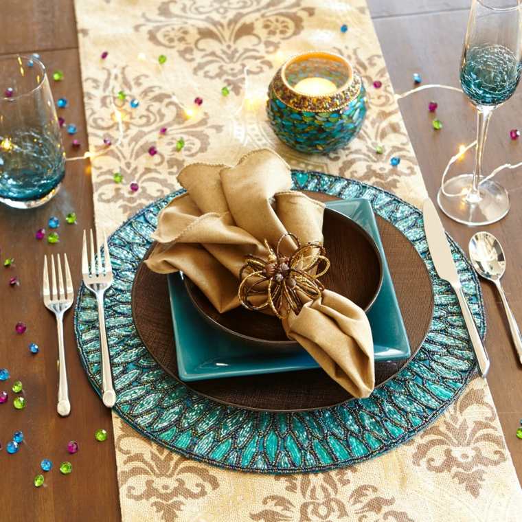 decoration blue duck table-festive