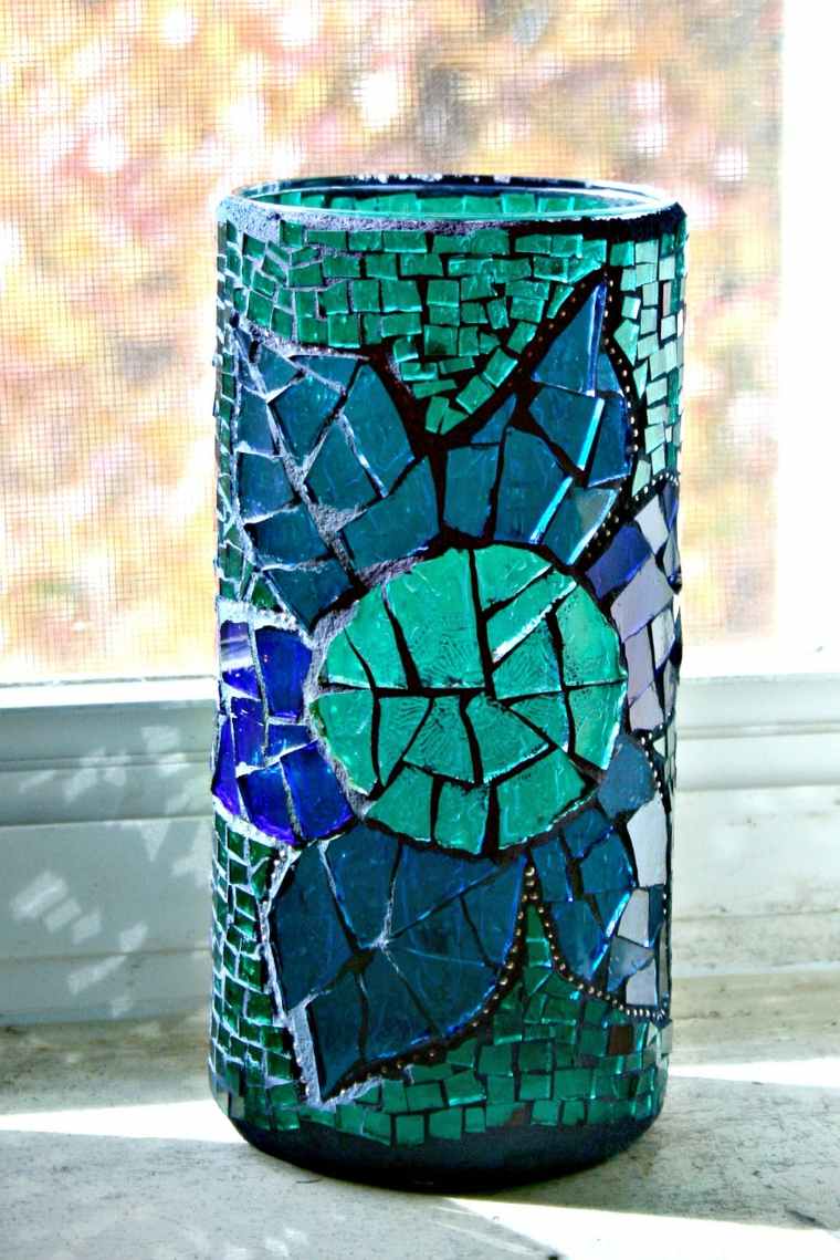 dekoration blå ænder vase-mosaik