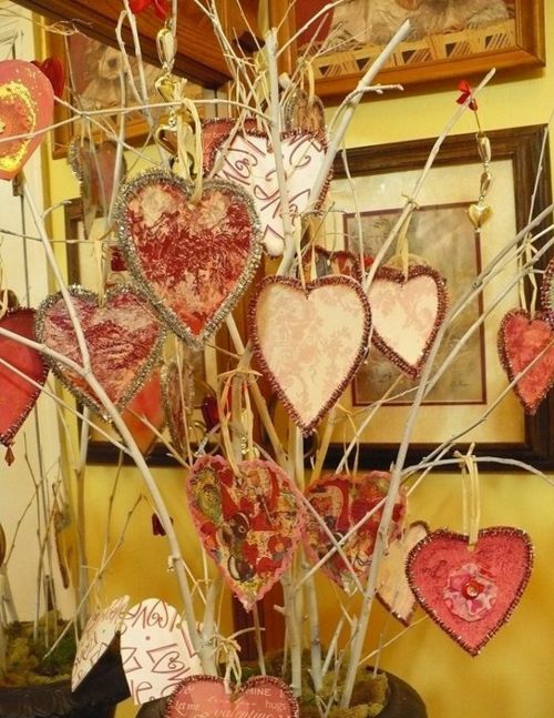 decoration branches tree hearts valentine