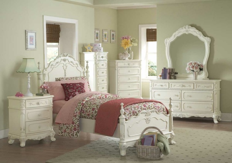 vintage bedroom white furniture decoration