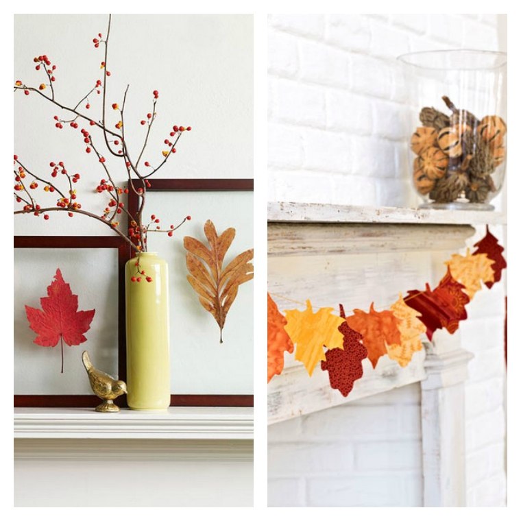 autumn leaves mantle fireplace cheap