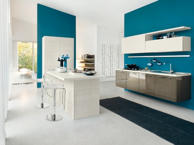 decoration white turquoise kitchen