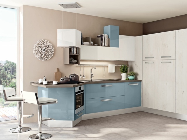 white blue kitchen decoration