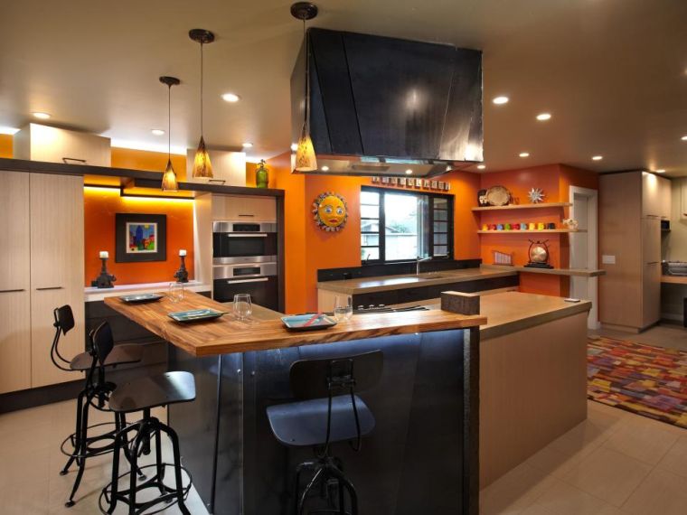 kitchen decoration orange wall