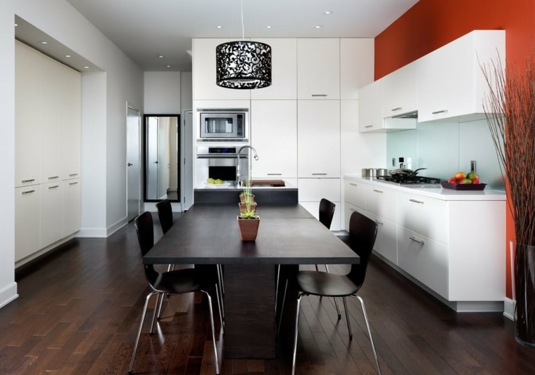 renovation kitchen red wall painting