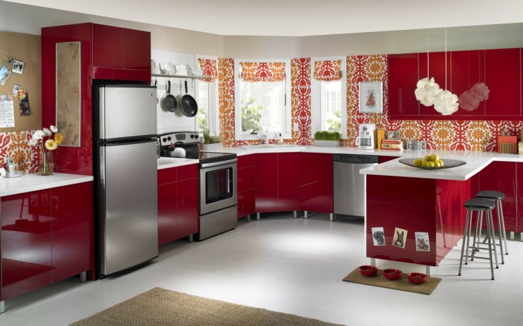 original kitchen decoration red gray