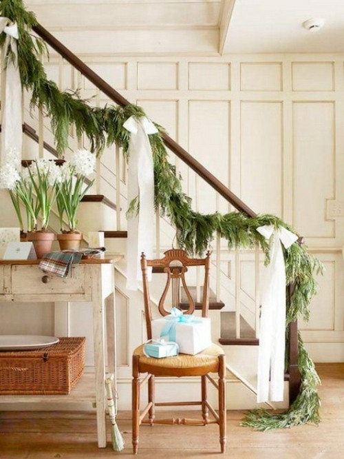 christmas decoration house stair