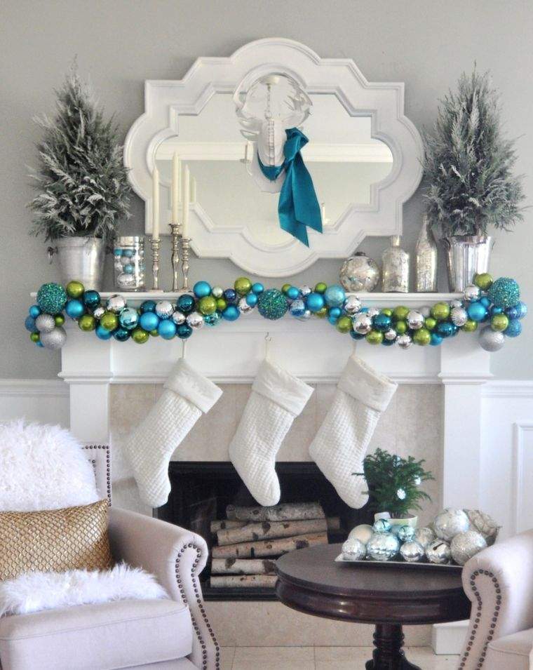 christmas decoration christmas garland garland balls blue green