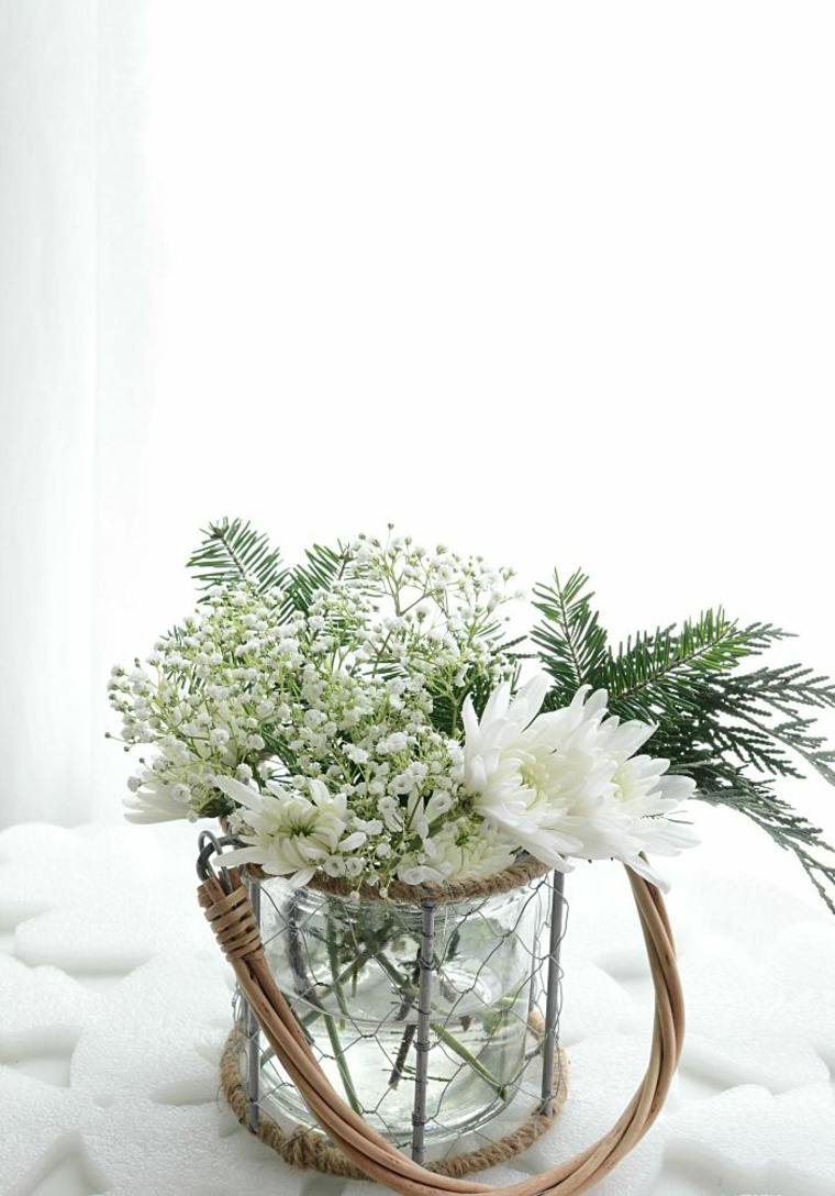 christmas vase christmas table decoration vase white flower