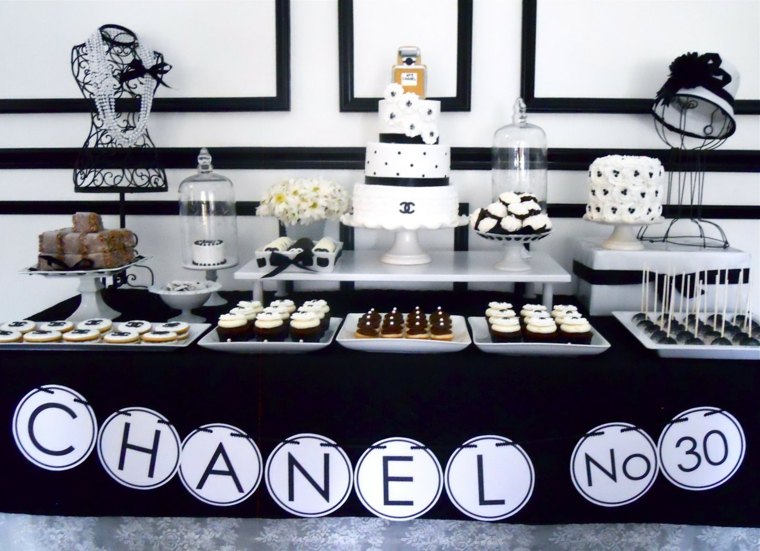 Coco Chanel theme adult birthday table decoration