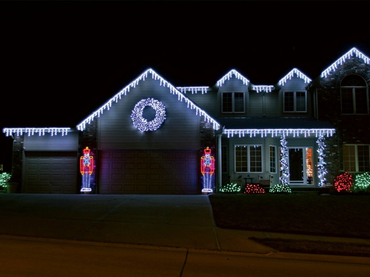 home decoration idea light garland facade house