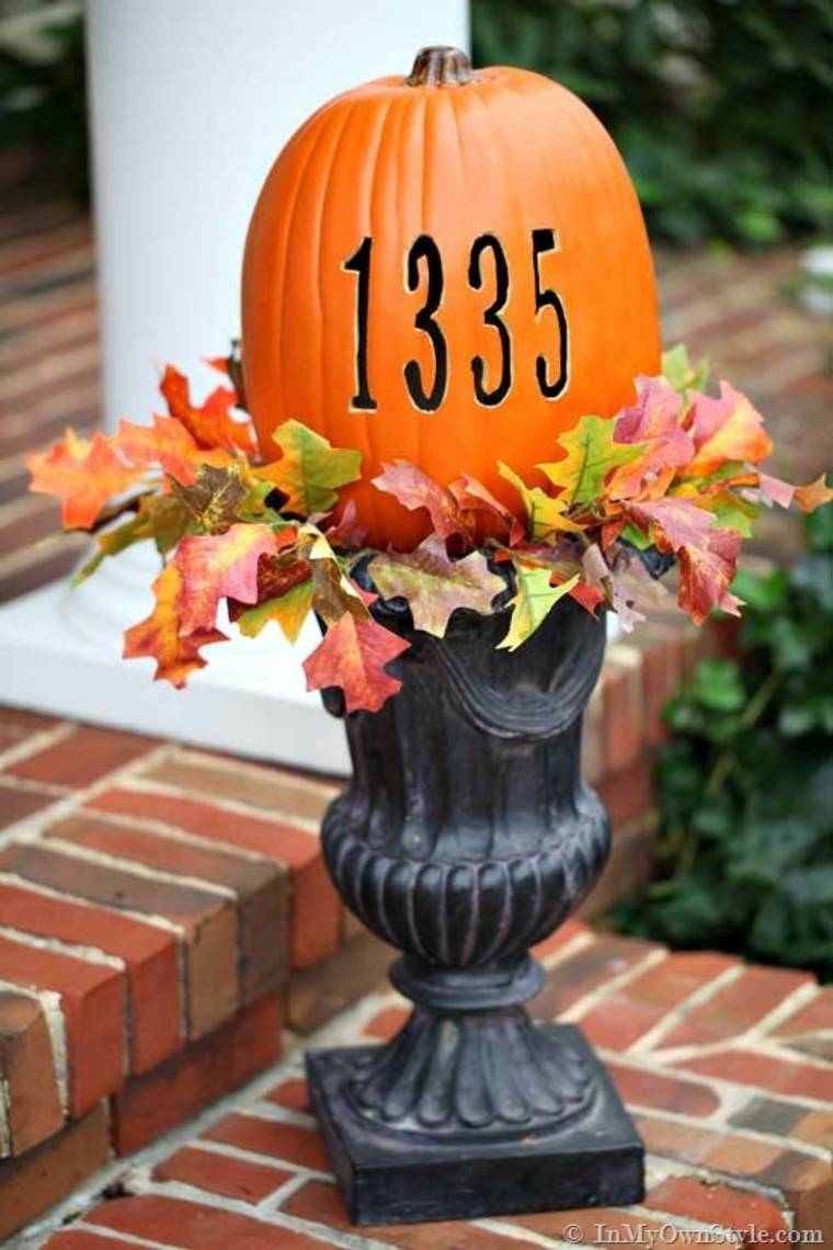 pumpkin decoration orange leaves ideas