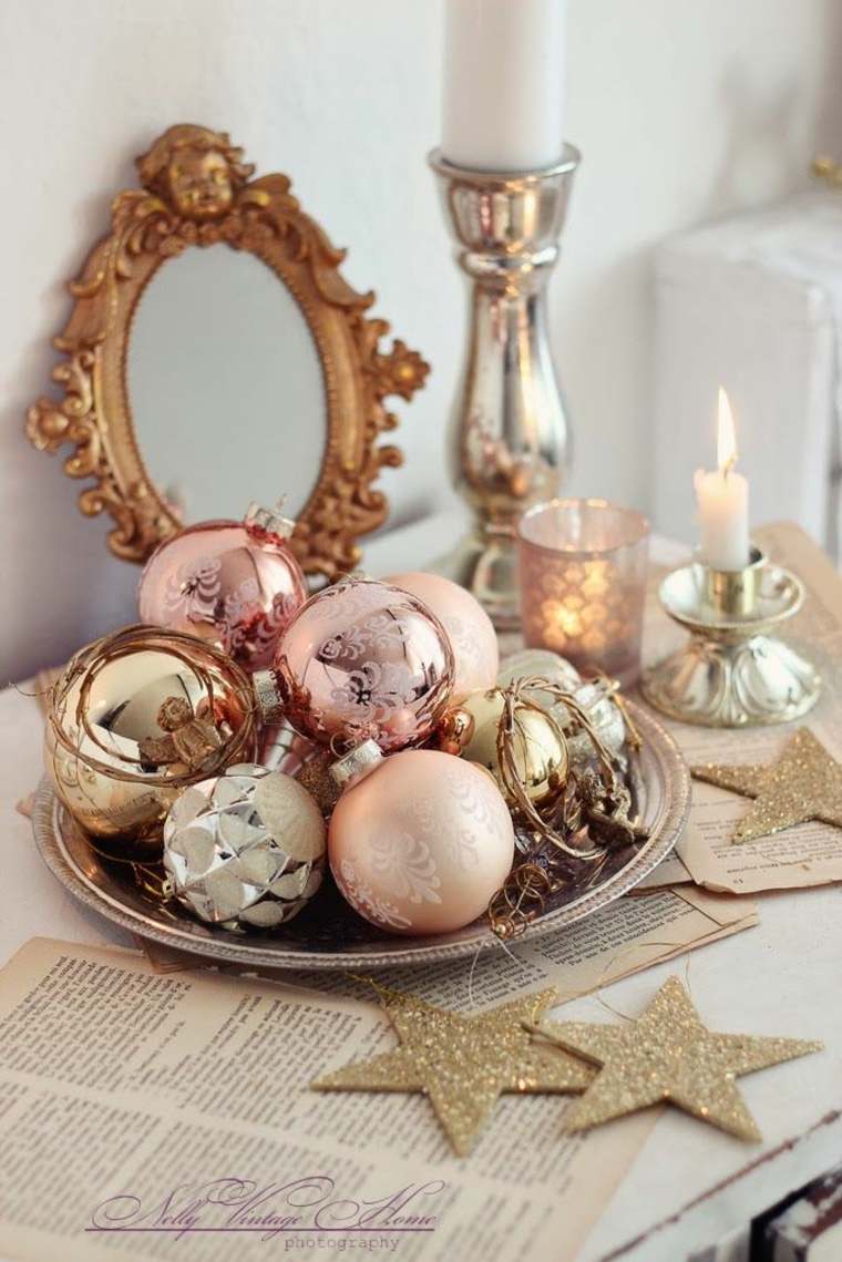 interior decoration christmas idea balls candles stars