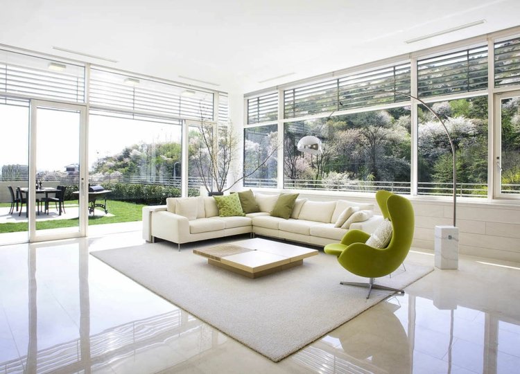 contemporary white living room interior decoration