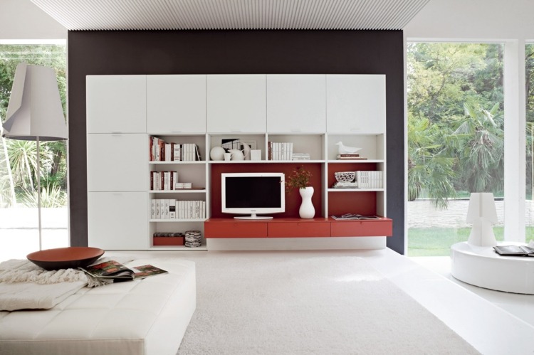 red white living room interior decoration