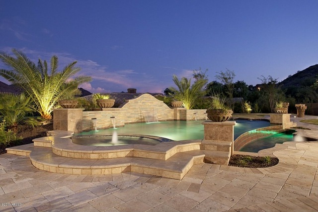 decoration garden swimming pool waterfall