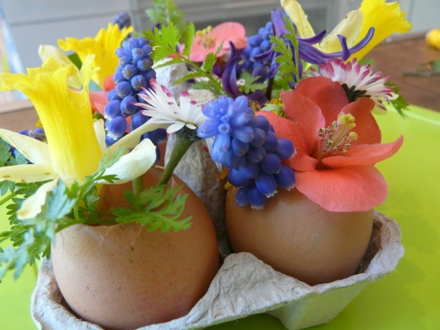 smukke dekoration skaller æg vas blomster