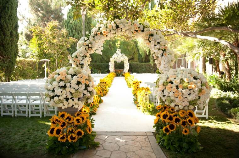 decoration rural wedding path altar lined flowers