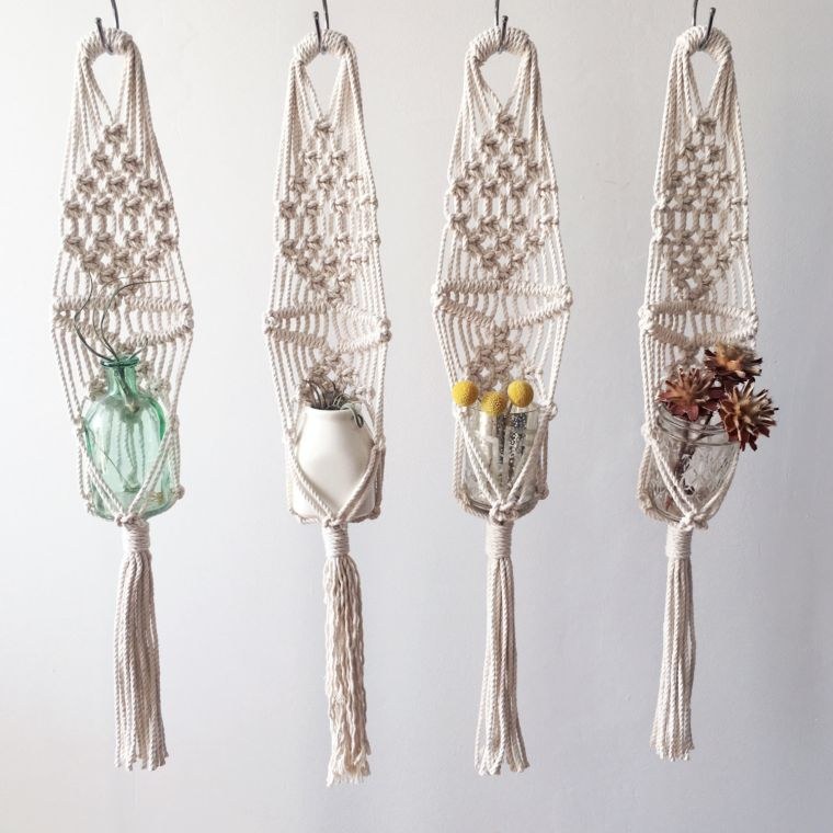 decoration-wedding-style-bohemian-suspension pot de fleur-macrame