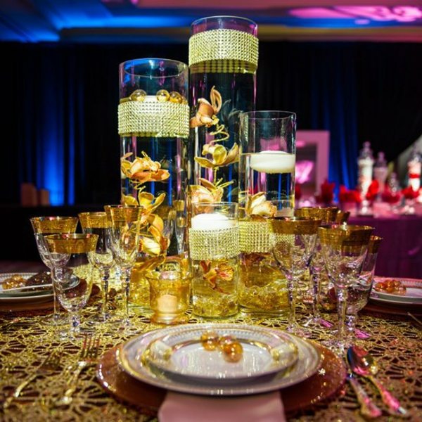 wedding decoration table color gold glass