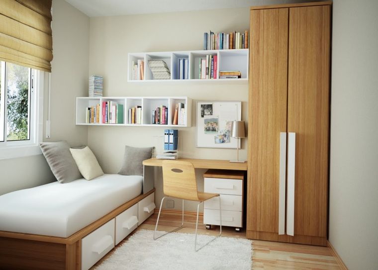 interior white wall library shelves wall office room modern design