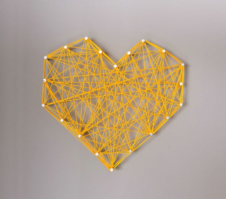 wall decoration idea heart wire DIY make yourself