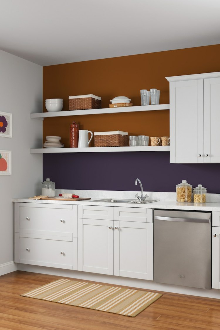 two-tone kitchen wall decoration