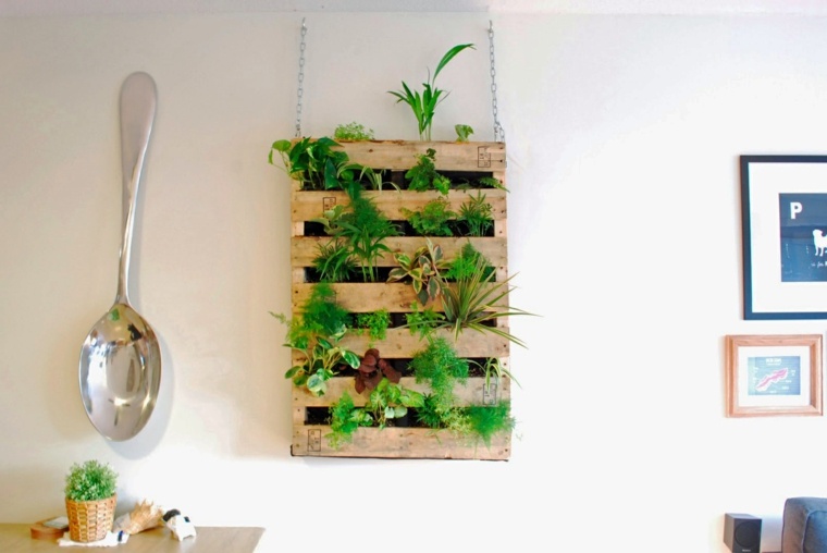 wall decoration to make wooden pallet plant original ideas